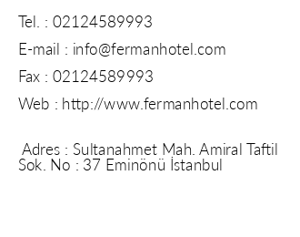 Ferman Hotel iletiim bilgileri